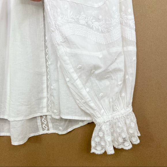 ♦️SOLD♦️LoveShackFancy Odina Embroidered White Cotton Blouse - Picture 8 of 16